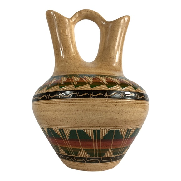 Native American Navajo Etched Wedding Vase Signed - Picture 5 of 7